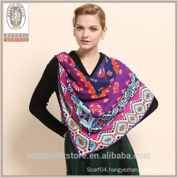 Geometry contrast color 100% wool scarf 2014 women winter scarf